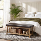Zihanhome Entryway Shoe Bench, End of Bed Bench,Upholstered Bench(Beige)