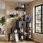 Hey-brother Cat Tree Tower with 3 Condos, Step Climbing Pathway MPJ081G