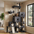 Hey-brother Cat Tree Tower with 3 Condos, Step Climbing Pathway MPJ081G