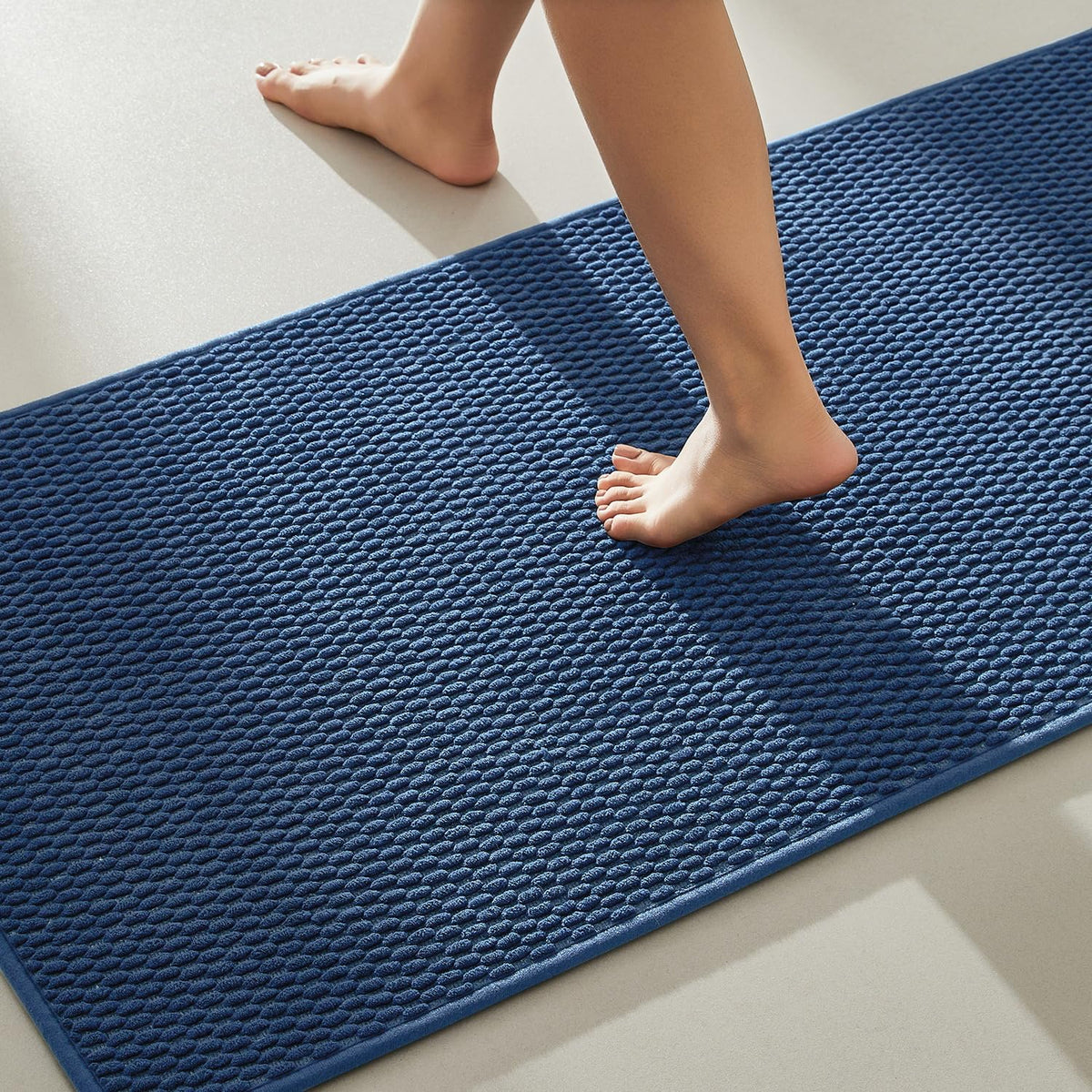 TYUU Bathroom Runner Rugs, Long Bath Mat Runner Washable Thin Quick Dry Low Pile Bathroom Runner Rugs Non Slip, Beige 24"x70"