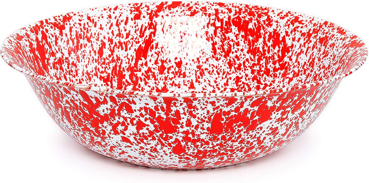 Enamelware Benson Basin, 32 quart, Red/White Splatter (Single)
