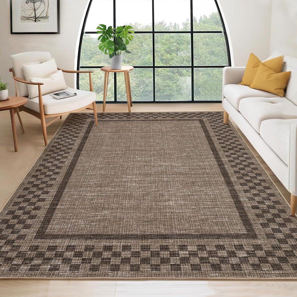 GarveeHome 5x7 Washable Area Rug Checkered Rug for Bedroom Living Room