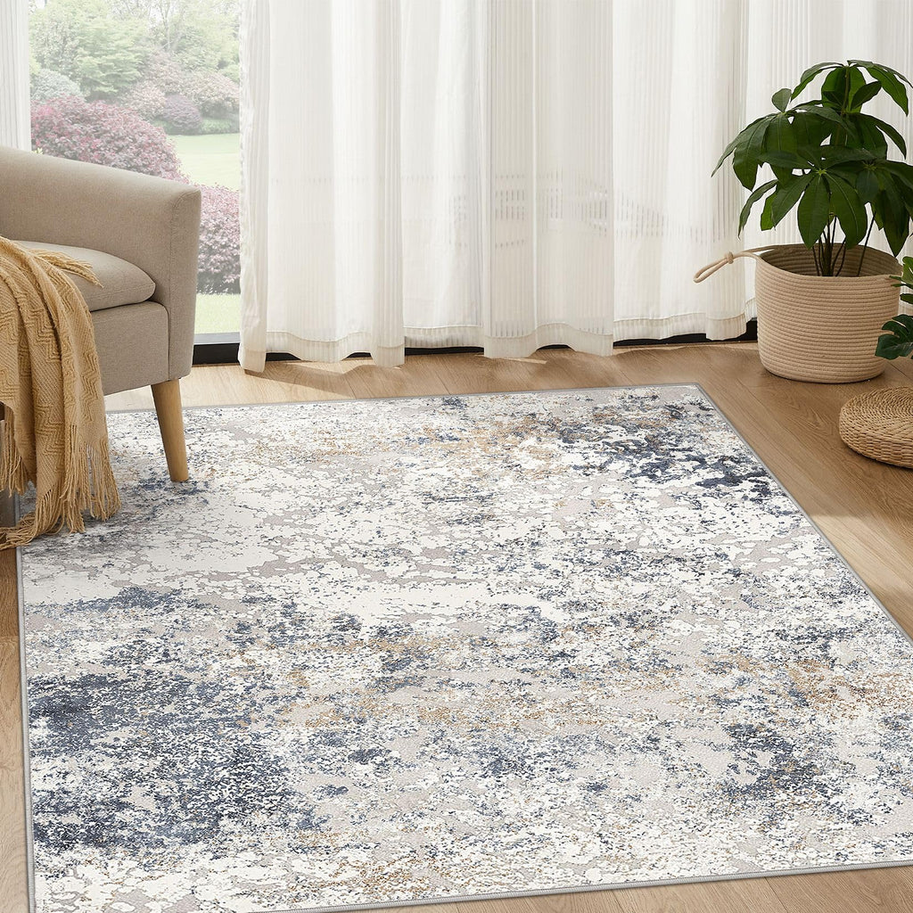 DMOYEST Area Rug Living Room Rugs 9x12 Washable Abstract Grey Carpet