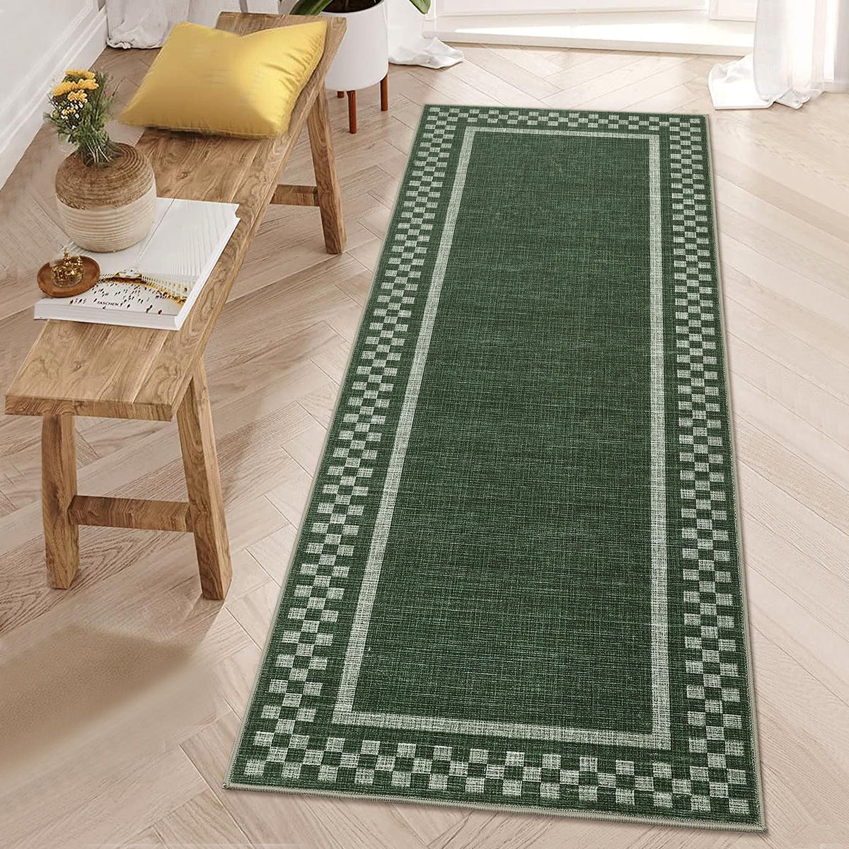 GarveeHome 5x7 Washable Area Rug Checkered Rug for Bedroom Living Room