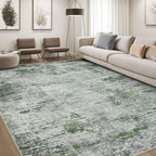 DMOYEST Area Rug Living Room Rugs 9x12 Washable Abstract Grey Carpet