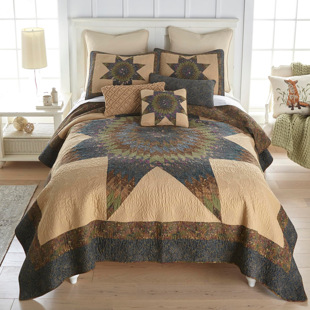 Donna Sharp Cotton Twin Quilt - Cabin Raising Pine Cone, 68" x 90"