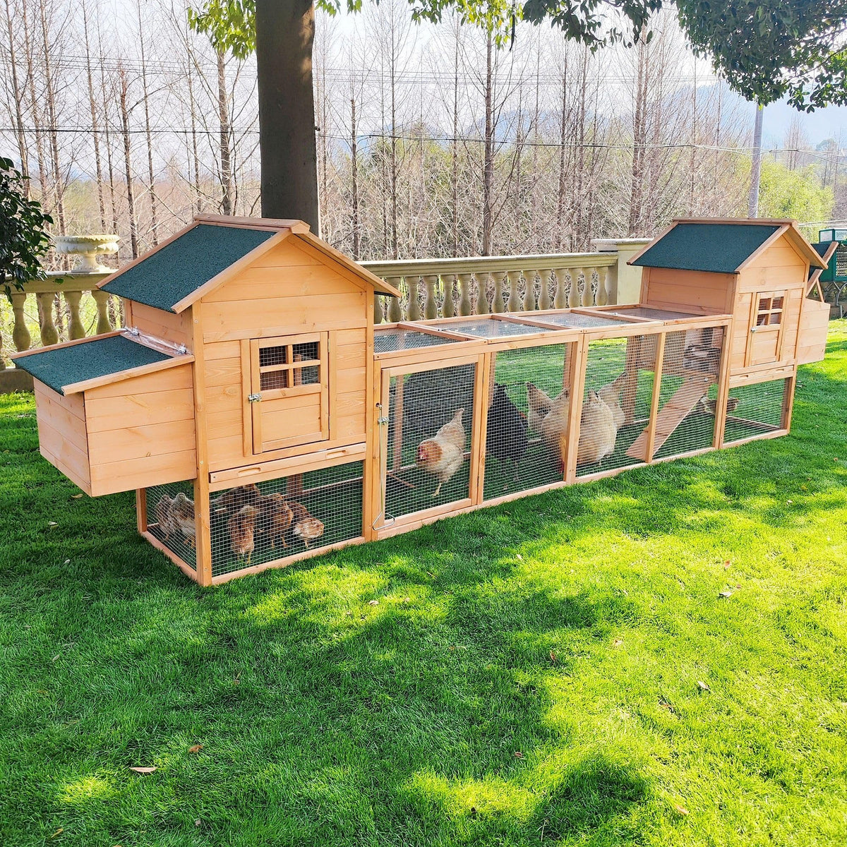 Portable Chicken Run Rabbit Hutch Folding Chicken Cage for Indoor/Outdoor,Top & Side Opening Doors Small Animal Pet Playpen No Assembly Required Poultry Pen 45"x 42"x 20" (Brown)