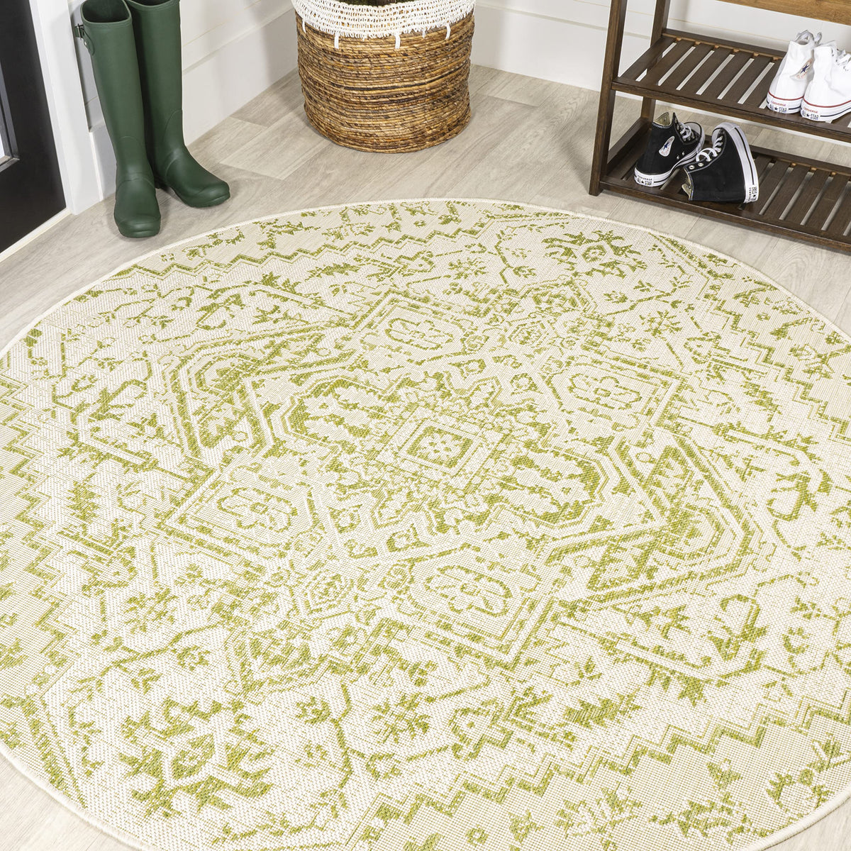 JONATHAN Y Boho Medallion Indoor Outdoor Area Rug 9X12 Navy/Gray, Estrella Textured Weave for Backyard, Patio, Porch, Easy-Cleaning, High Traffic, Pet-Friendly, Non-Shedding (SMB105B-9)