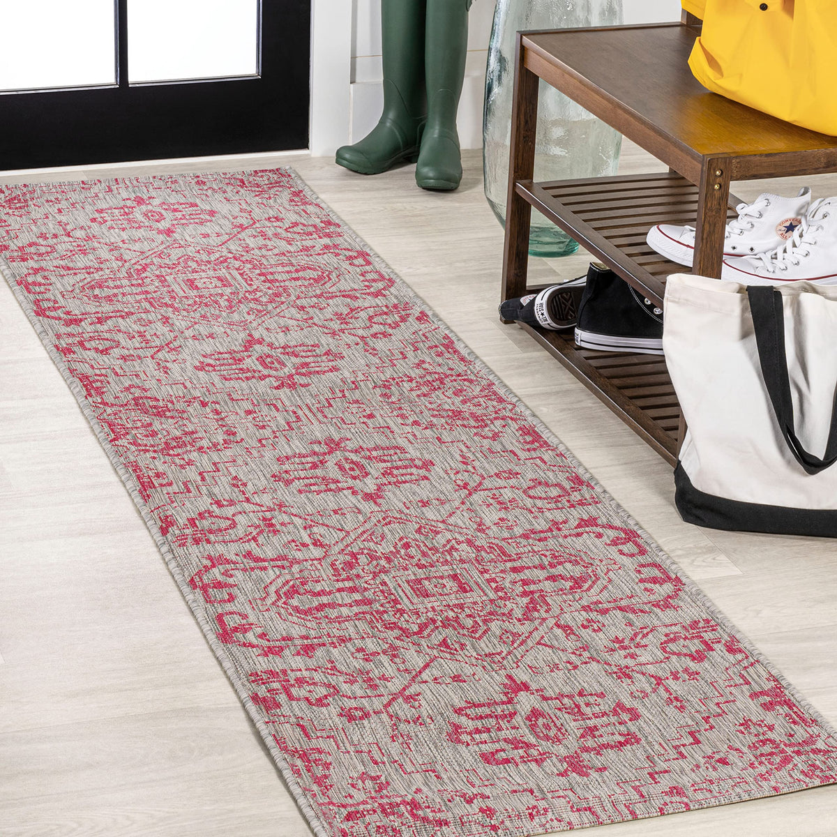 JONATHAN Y Boho Medallion Indoor Outdoor Area Rug 9X12 Navy/Gray, Estrella Textured Weave for Backyard, Patio, Porch, Easy-Cleaning, High Traffic, Pet-Friendly, Non-Shedding (SMB105B-9)