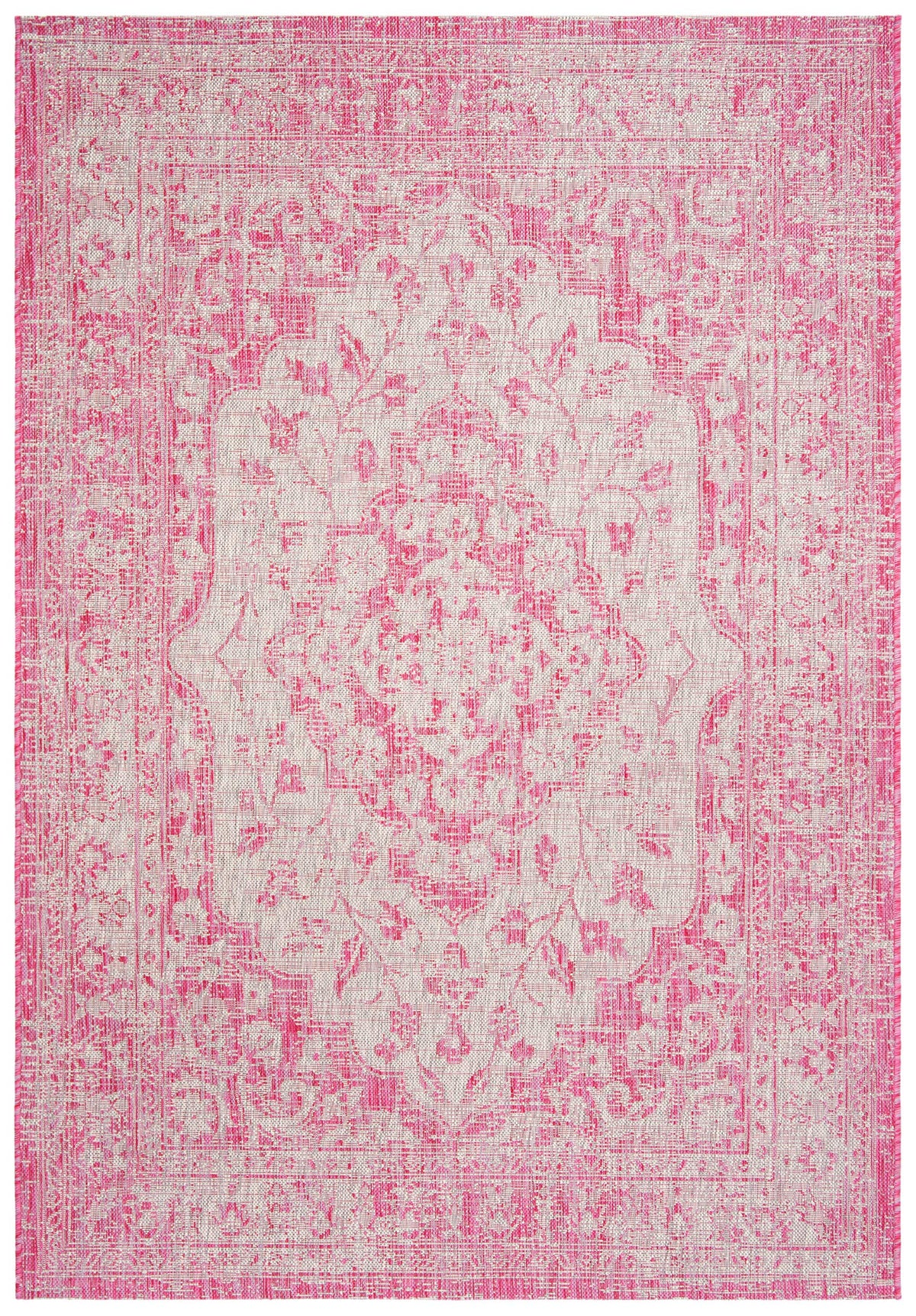 SAFAVIEH Washable Rug Outdoor Courtyard Collection - 6'7" x 9'6", Grey & Blue, Non-Shedding & Easy Cleaning, Ideal for Patio, Backyard, Mudroom (CY8231-37212)