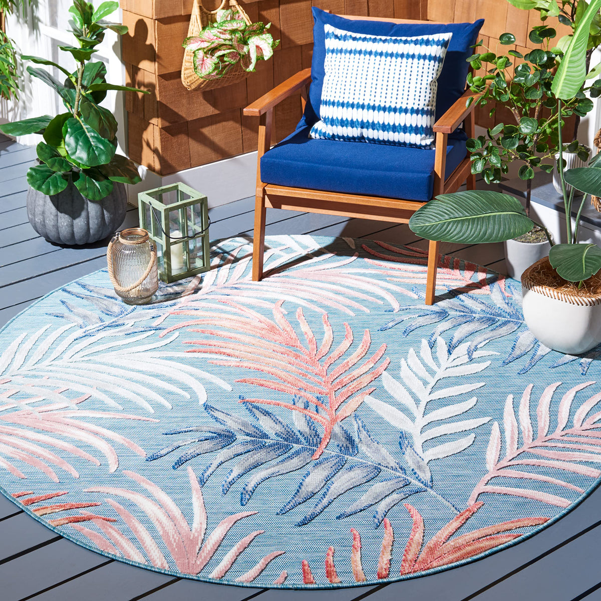 SAFAVIEH Washable Rug Outdoor Cabana Collection - 6'5" x 9'6", Grey & Rust, Non-Shedding & Easy to Clean, Ideal for Patio, Backyard, Mudroom (CBN458F)