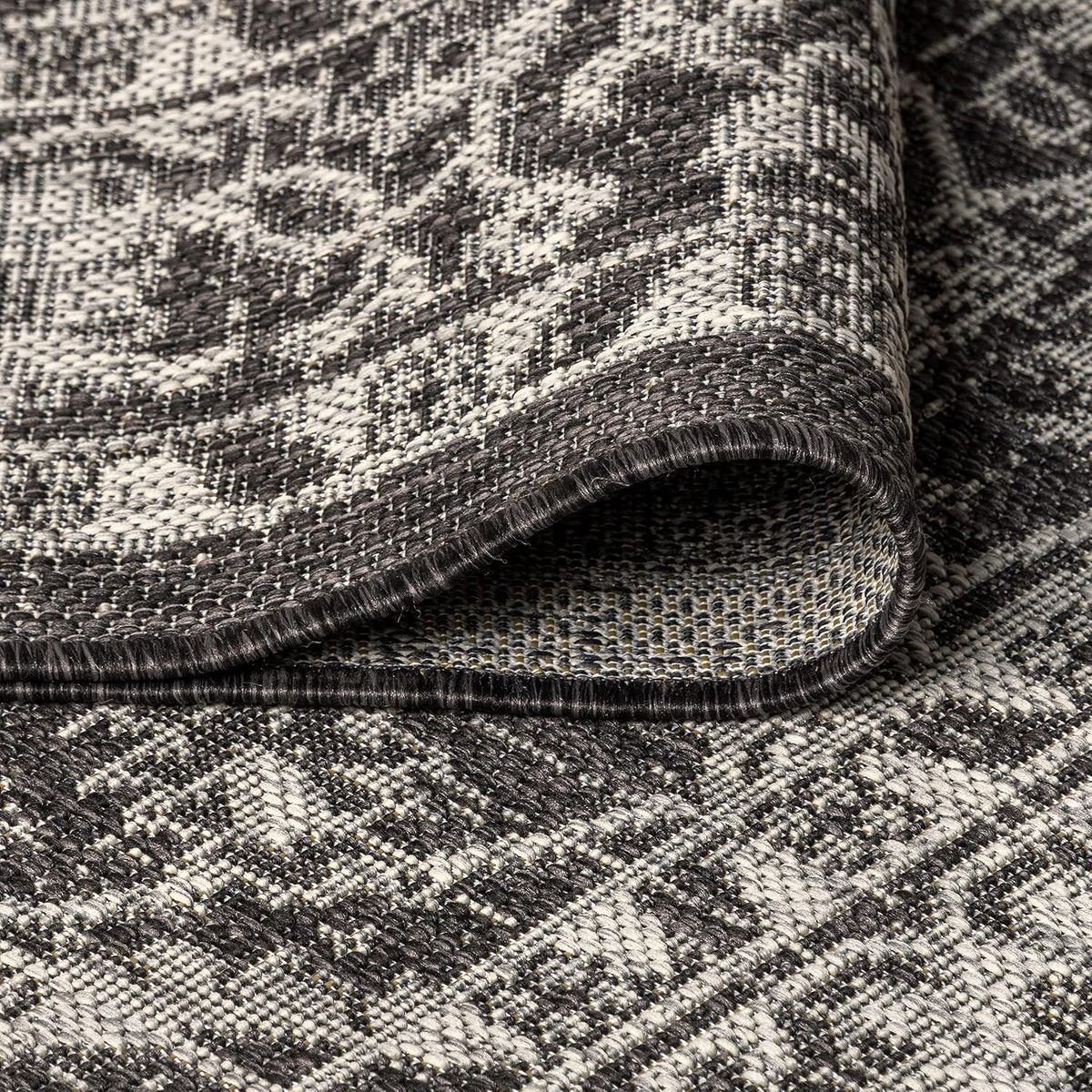 Eyely Vine and Border Octagon Area Rug 8 Ft Black/Gray, Indoor Outdoor Rug