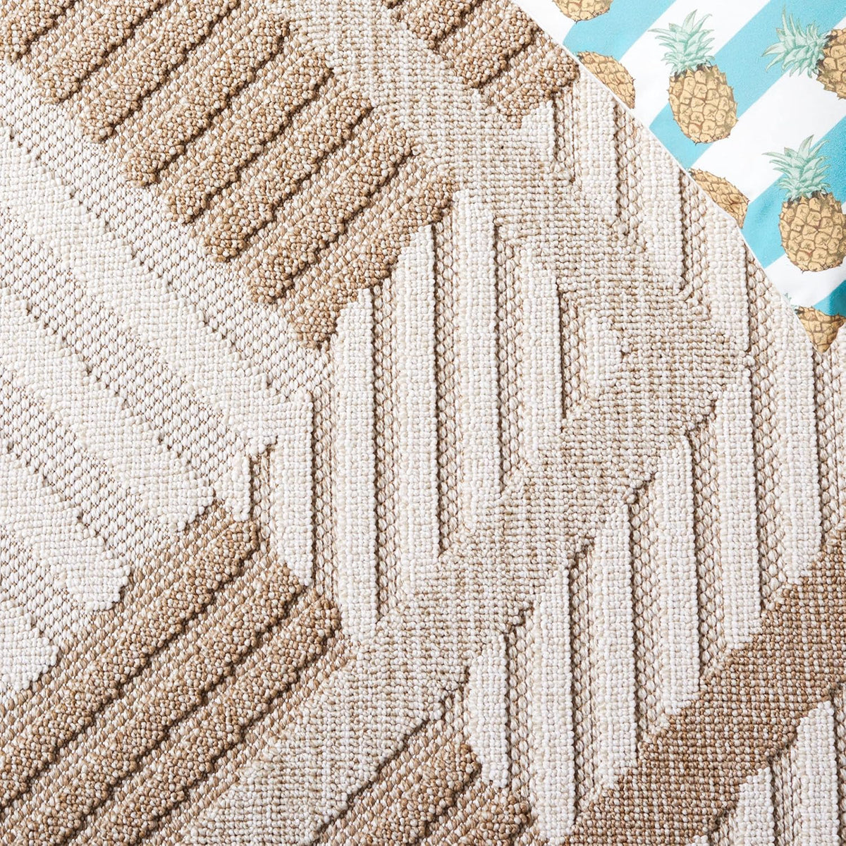 SAFAVIEH Washable Rug Outdoor Global Collection - 2'2" x 16' Runner, Beige & Light Beige, Non-Shedding & Easy to Clean, Ideal for Patio, Backyard, Mudroom (GLB220B)