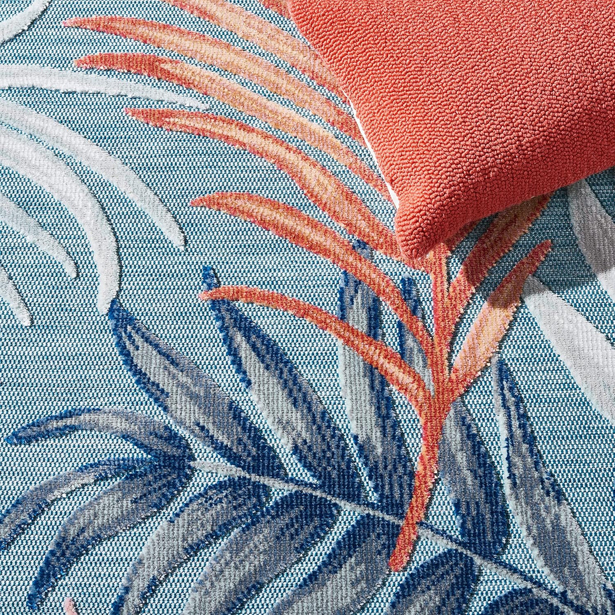 SAFAVIEH Washable Rug Outdoor Cabana Collection - 8' x 10', Blue & Rust, Non-Shedding & Easy to Clean, Ideal for Patio, Backyard, Mudroom (CBN458M)