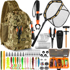 PLUSINNO Fishing Gear-Fishing Rod & Fishing Backpack, Fish Net,Tackle Box