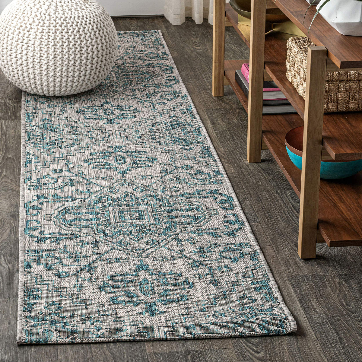 JONATHAN Y Boho Medallion Indoor Outdoor Area Rug 9X12 Navy/Gray, Estrella Textured Weave for Backyard, Patio, Porch, Easy-Cleaning, High Traffic, Pet-Friendly, Non-Shedding (SMB105B-9)