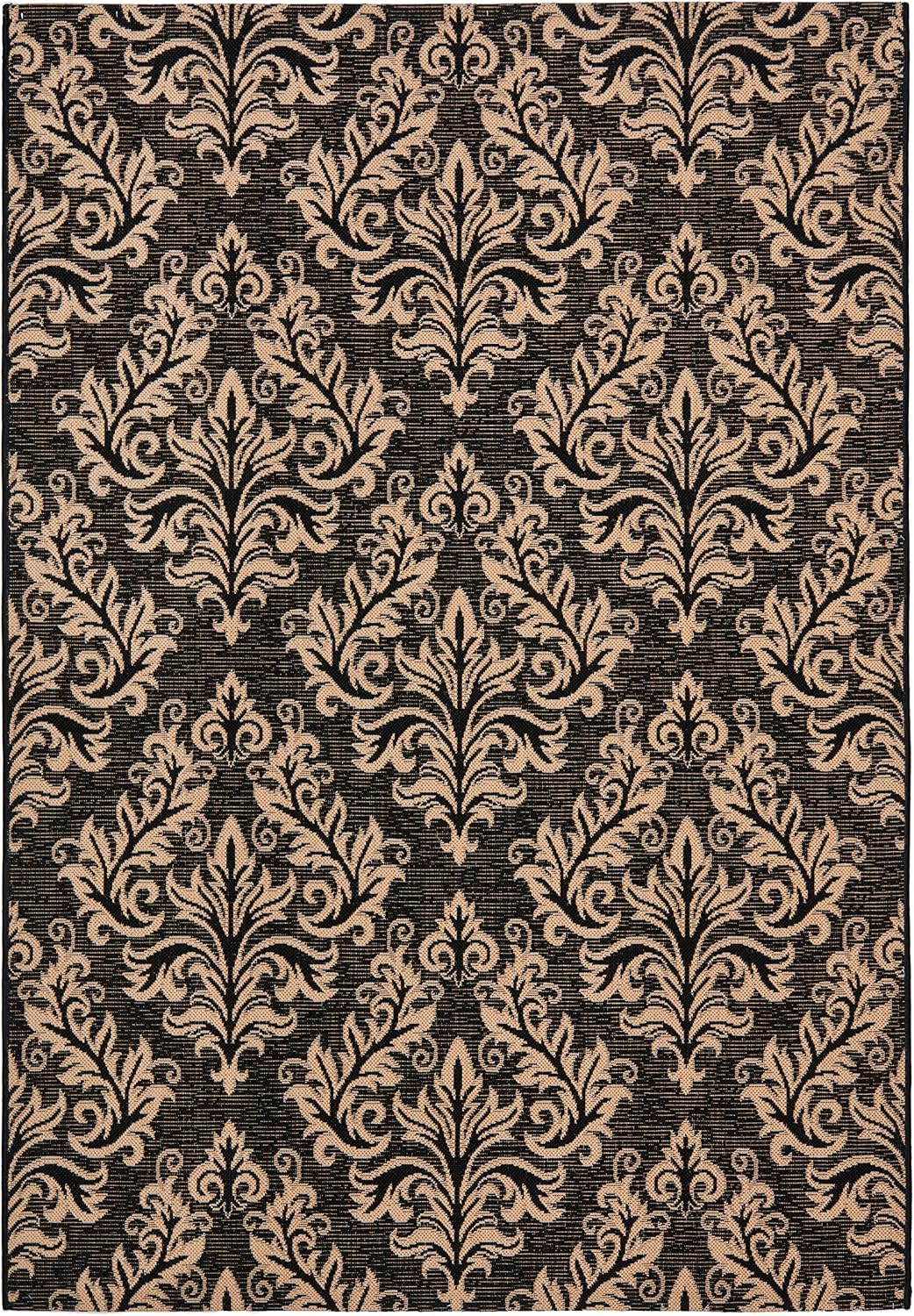 SAFAVIEH Courtyard Collection 5'3" x 7'7" Black/Cream CY6930 Indoor/ Outdoor Waterproof Easy-Cleaning Patio Backyard Mudroom Area-Rug