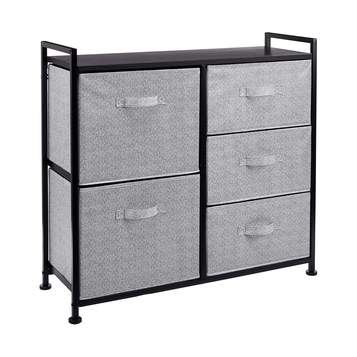Amazon Basics Bedroom Closet Organizer with 5-Fabric Storage Drawers for Clothes Storage, White