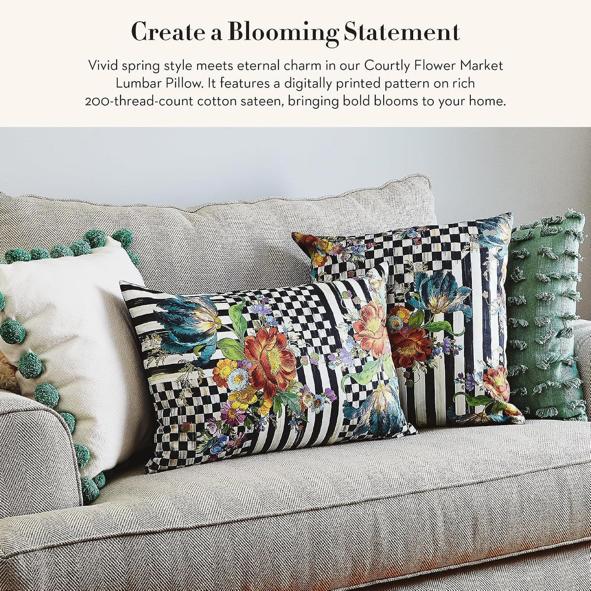MACKENZIE-CHILDS Lumbar Throw Pillow, 24x16, Courtly Flower Market