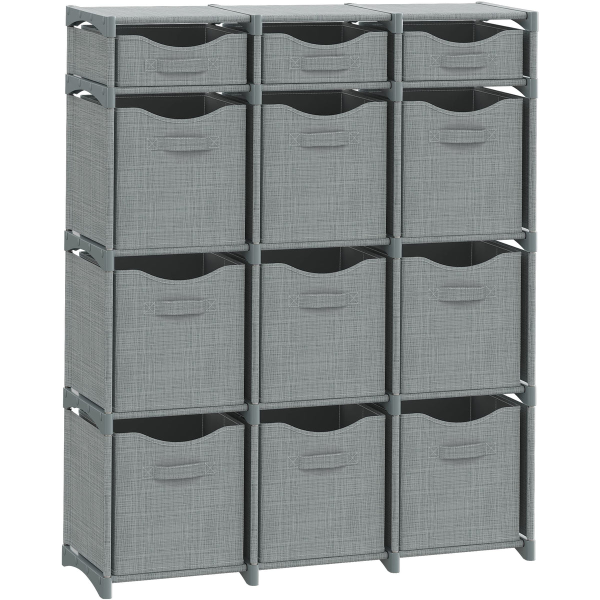 Cube Storage Organizer with Storage Bins Included - The Perfect Closet Organizers and Storage Solution. Includes 12 Storage Cubes, Great For Toy Storage, Closet Storage, Clothes Storage (Grey)