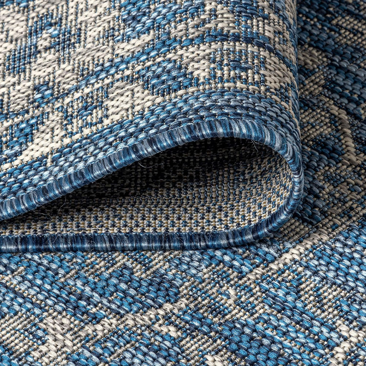 Eyely Vine and Border Octagon Area Rug 8 Ft Navy/Gray, Indoor Outdoor Rug