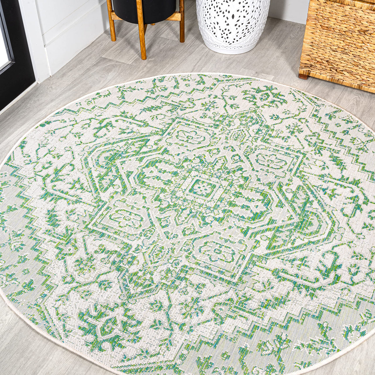 JONATHAN Y Boho Medallion Indoor Outdoor Area Rug 9X12 Navy/Gray, Estrella Textured Weave for Backyard, Patio, Porch, Easy-Cleaning, High Traffic, Pet-Friendly, Non-Shedding (SMB105B-9)